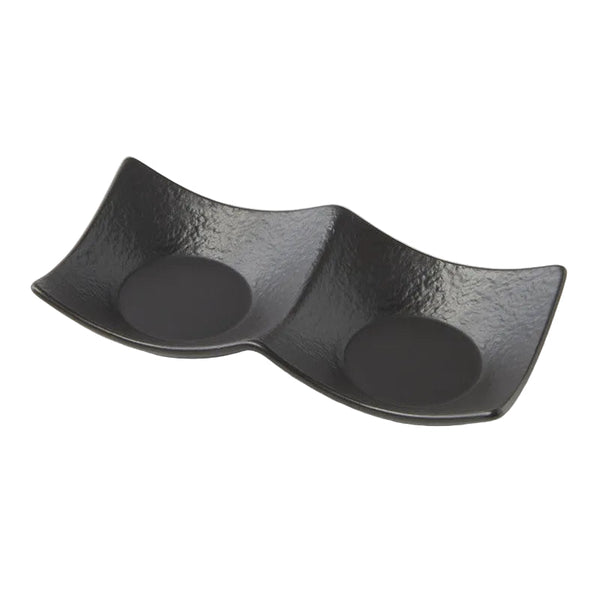 Two Section Sauce Dish Matt Black Glaze Cups & Saucers