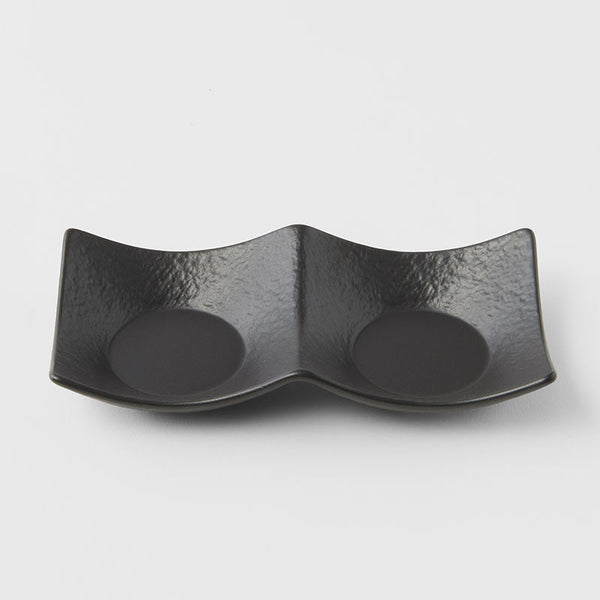 Two Section Sauce Dish Matt Black Glaze Cups & Saucers