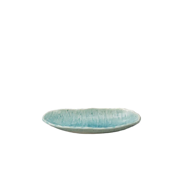 Sushi Plate 21Cm Crackle Turquoise Glaze Plates