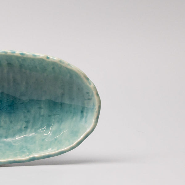 Sushi Plate 21Cm Crackle Turquoise Glaze Plates