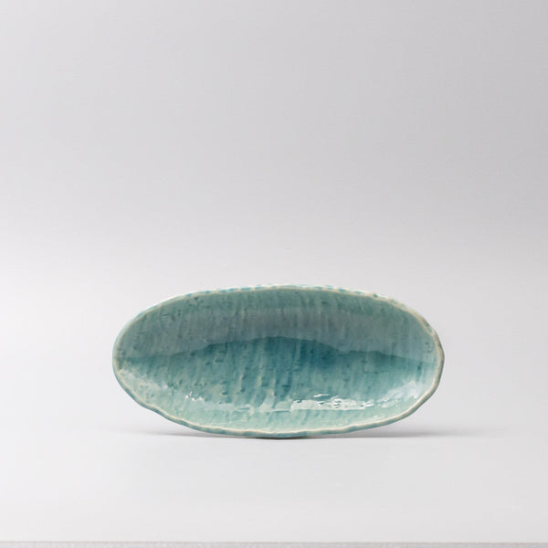 Sushi Plate 21Cm Crackle Turquoise Glaze Plates