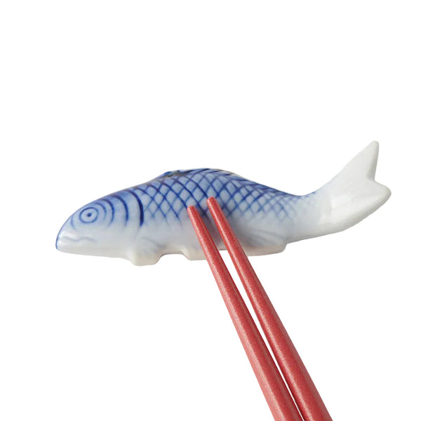 Chopstick Rest Blue Fish White Glaze Chopsticks