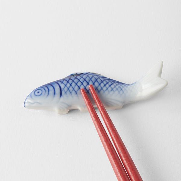 Chopstick Rest Blue Fish White Glaze Chopsticks