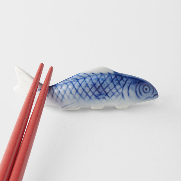 Chopstick Rest Blue Fish White Glaze Chopsticks