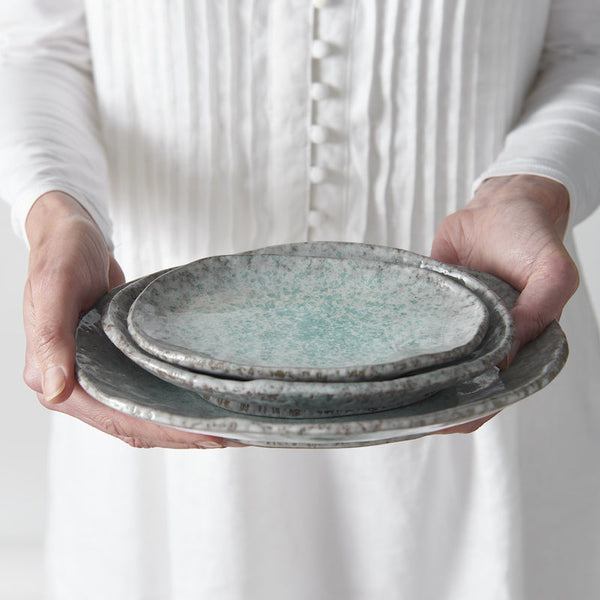 Serving Plate 27Cm Aqua Splash Glaze Plates