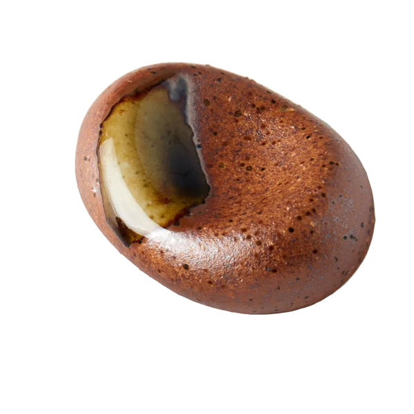 Chopstick Rest Pebble Brown With Green Splash Chopsticks
