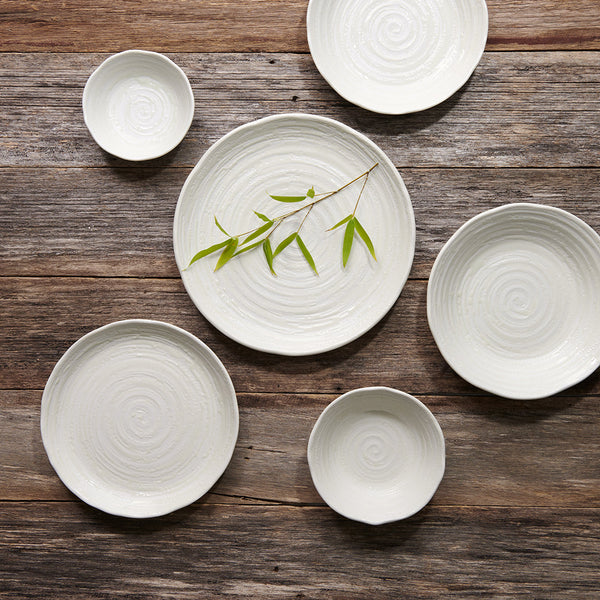 Side Plate 21.5Cm White Spiral Glaze Plates