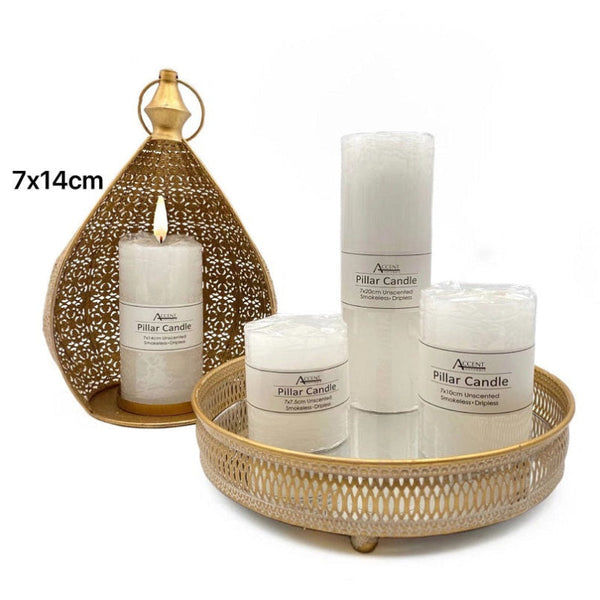 Bulk 24 Unscented White Pillar Candle 457G 14Cm Candles