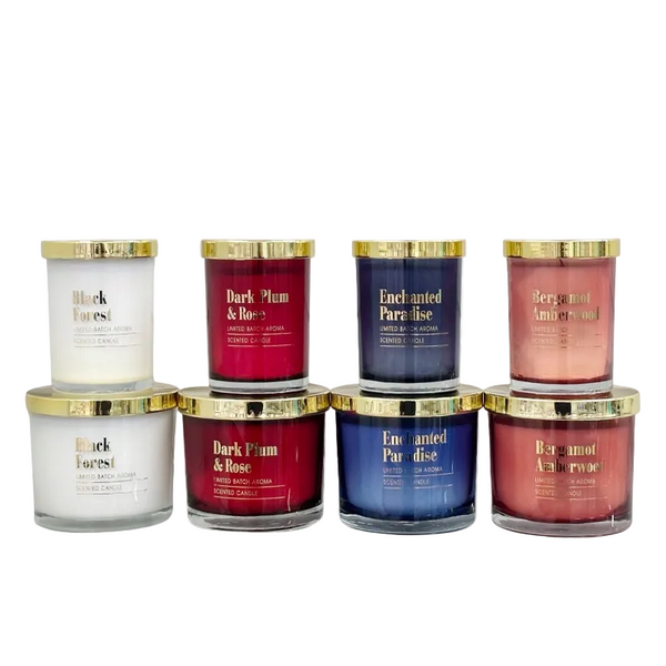 Bulk 12 Elegant Glass Candle W Gold Lid 4 Assorted 8X9cm Candles
