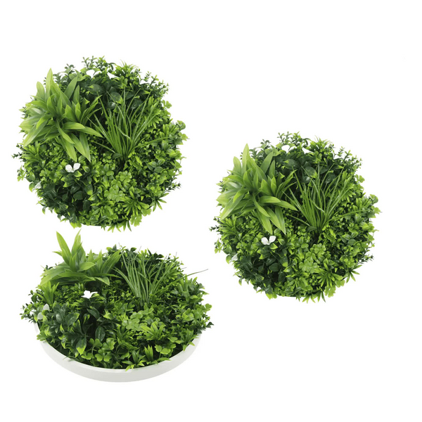 Two 50Cm And One 75Cm Flowering White Disc Bundle Artificial Plants