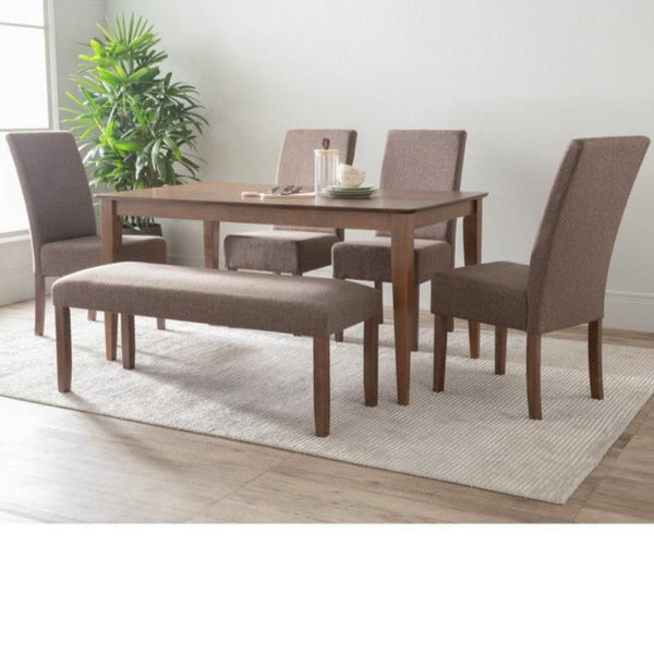 Allegro Dining Table + 4X Mesi Chair Bench 6 Piece Set Cocoa Dining Sets