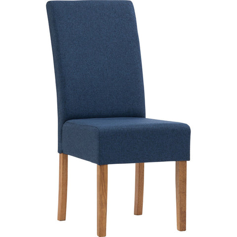 Mesi Dining Chair X2 Natural Colour Legs Blue Colour Challis Fabric Upholstery Dining Chairs