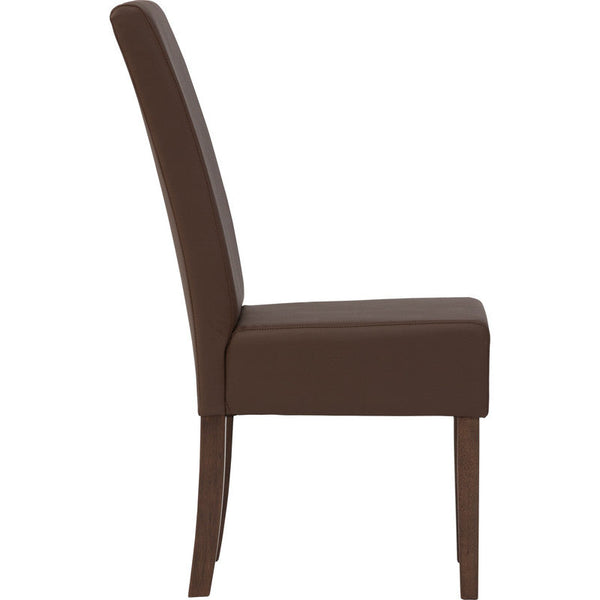 Mesi Dining Chair X2 Cocoa Legs Mocha Colour Vinyl Upholstery Dining Chairs
