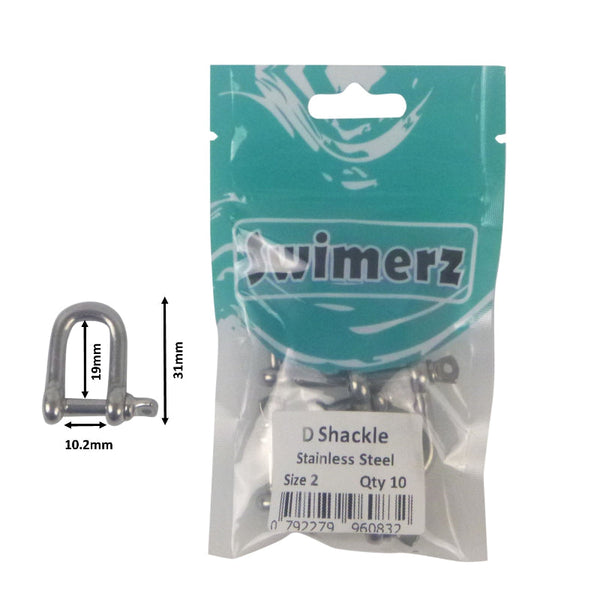 Swimerz Stainless Steel D Shackles Size 2 10 Pack Other Terminal Tackle