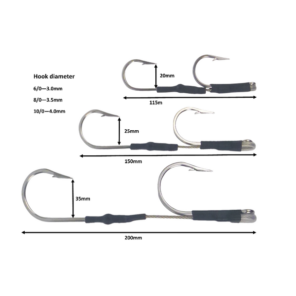 Swimerz Jigging & Trolling Inline Double 10/0 Qty 3 Hooks