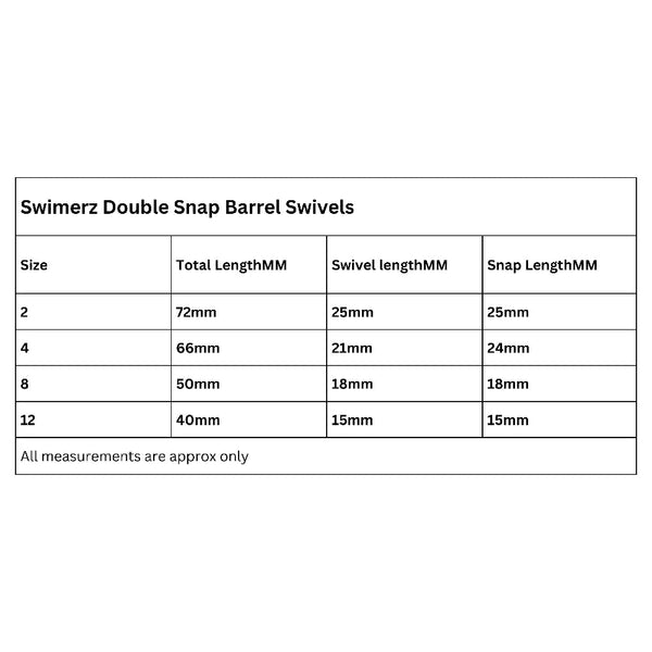 Swimerz Double Snap Barrel Swivels Size 8 15 Pack Swivels & Snaps