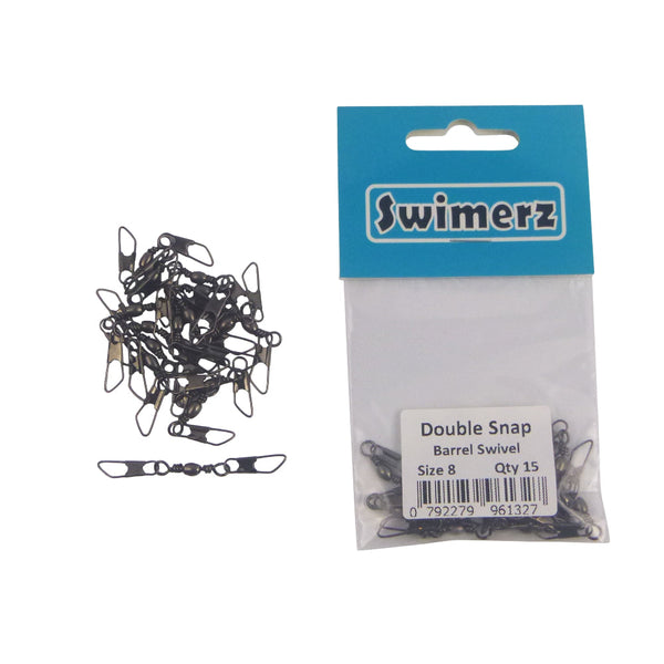 Swimerz Double Snap Barrel Swivels Size 8 15 Pack Swivels & Snaps