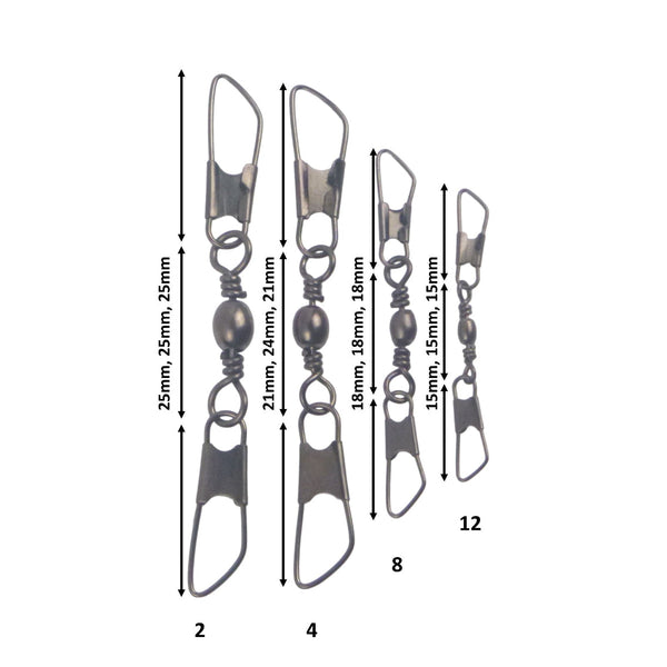 Swimerz Double Snap Barrel Swivels Size 12 20 Pack Swivels & Snaps
