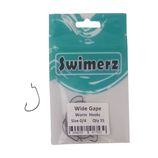 Swimerz 0/4 Wide Gape Worm Hook 15 Pack Hooks