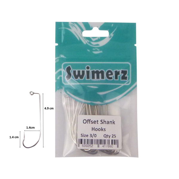 Swimerz 3/0 Offset Shank Jig Hook 25 Pack Hooks