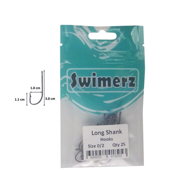 Swimerz 0/2 Long Shank Worm Hook 25 Pack Hooks