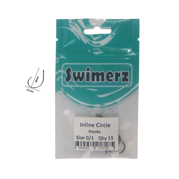 Swimerz 0/1 Inline Circle Hook 15 Pack Hooks