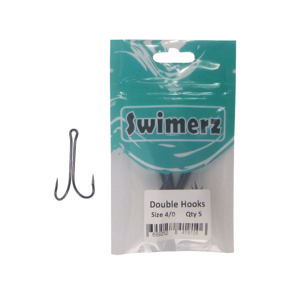 Swimerz Size 4/0 Extra Strong Double Hook 5 Pack Hooks