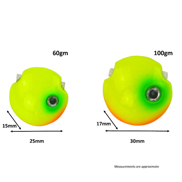Finesse Kabura Slider Jig Head 60Gm Lime Spider 2 Pack Baits & Lures