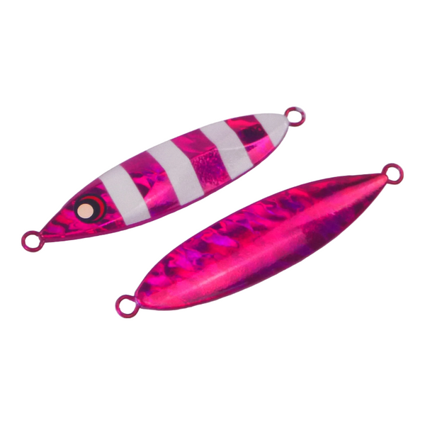 Finesse Slow Pitch Flutter Jig 60Gm Hot Pink Stripe 2 Pack Baits & Lures