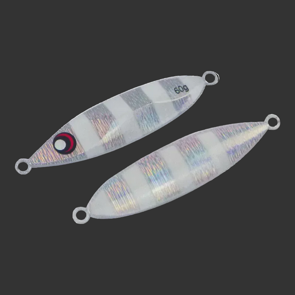 Finesse Slow Pitch Flutter Jig 60Gm Silver White 2 Pack Baits & Lures