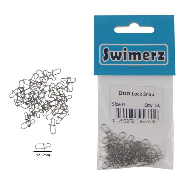 Swimerz Duo Lock Snaps Size 0. Pack 50 Swivels & Snaps