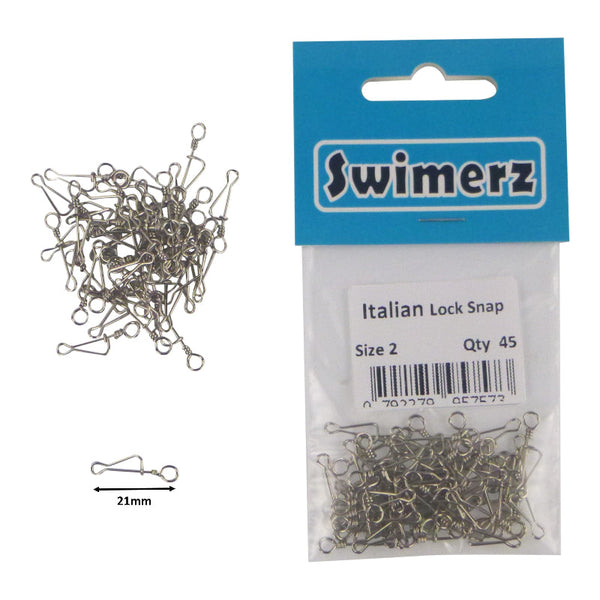 Swimerz Italian Snap Closed Eye Size 2 45 Pack Swivels & Snaps