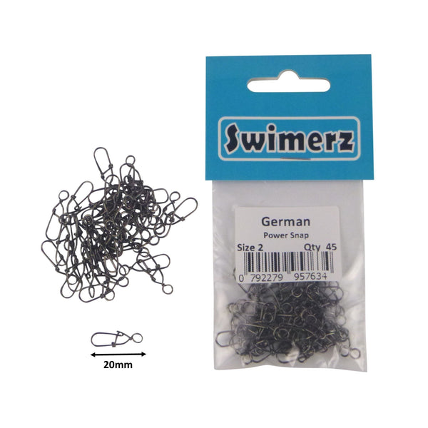 Swimerz German Power Snap Closed Eye Size 2 45 Pack Swivels & Snaps