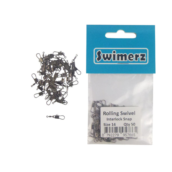 Swimerz Rolling Swivel W Interlock Snap Size 14 50 Pack Swivels & Snaps