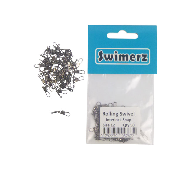 Swimerz Rolling Swivel W Interlock Snap Size 12 50 Pack Swivels & Snaps