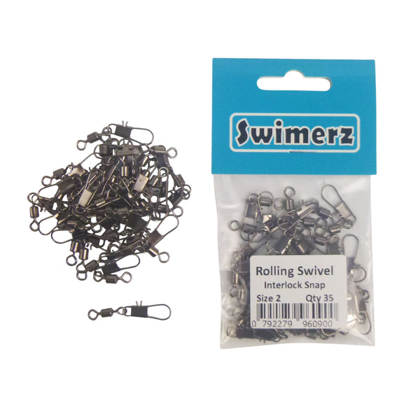 Swimerz Rolling Swivel W Interlock Snap Size 2 35 Pack Swivels & Snaps