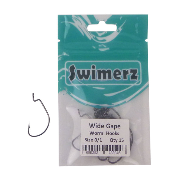 Swimerz 0/1 Wide Gape Worm Hook 15 Pack Hooks