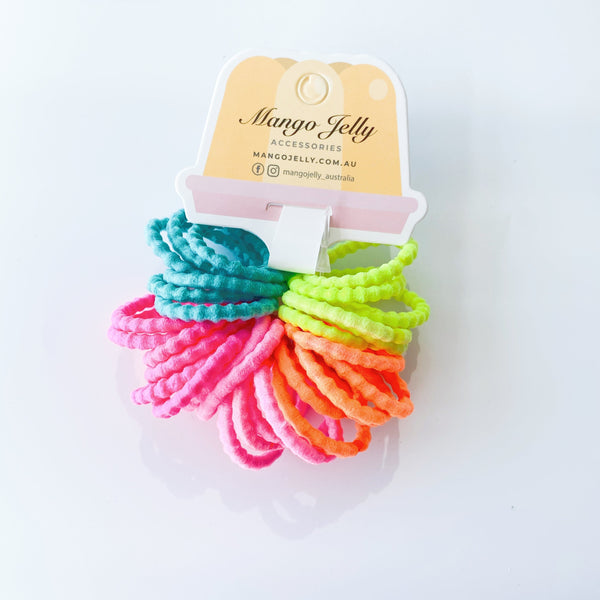 Mango Jelly Kids Hair Ties (3Cm) Bubbly Neon (Thick) Twin Pack Hair Accessories
