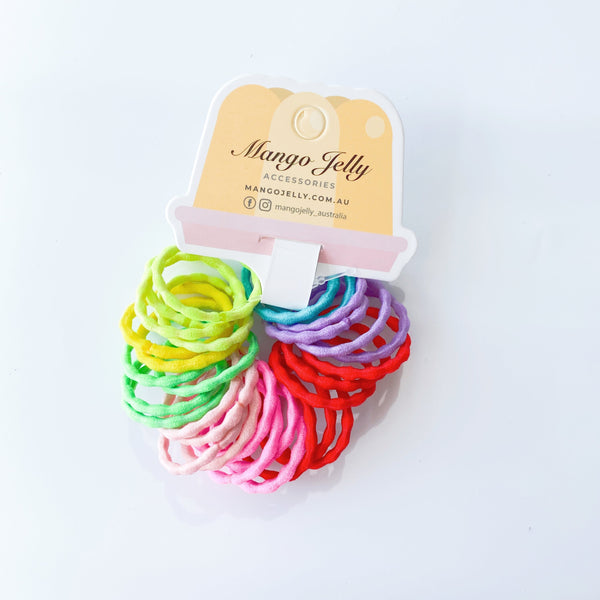 Mango Jelly Kids Hair Ties (3Cm) Silky Pop Mixed Twin Pack Hair Accessories