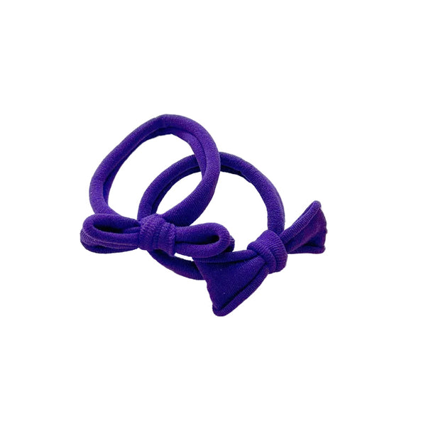 Handmade Simple Bow Metal Free Hair Ties Violet 1 Pairs Dusty Purple Hair Accessories