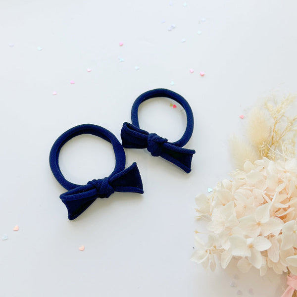 Handmade Simple Bow Metal Free Hair Ties Violet 1 Pairs Dusty Purple Hair Accessories