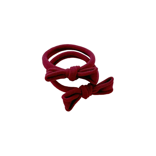 Handmade Simple Bow Metal Free Hair Ties Mustard 1 Pairs Maroon Hair Accessories