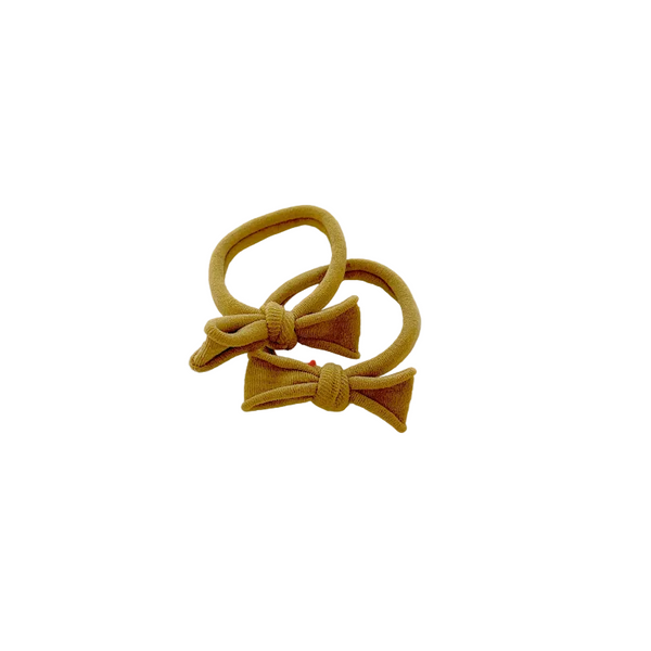 Handmade Simple Bow Metal Free Hair Ties Mustard 1 Pairs Hair Accessories