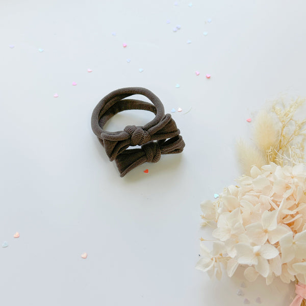 Handmade Simple Bow Metal Free Hair Ties Mustard 1 Pairs Hair Accessories