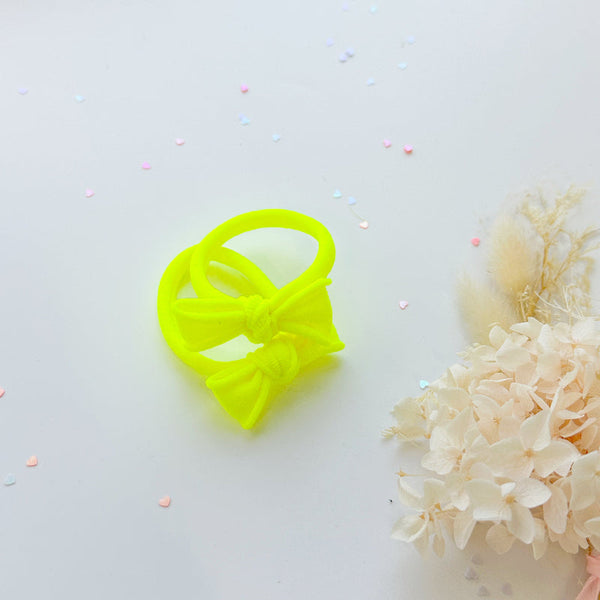 Handmade Simple Bow Metal Free Hair Ties Neon 1 Pairs Pink Hair Accessories