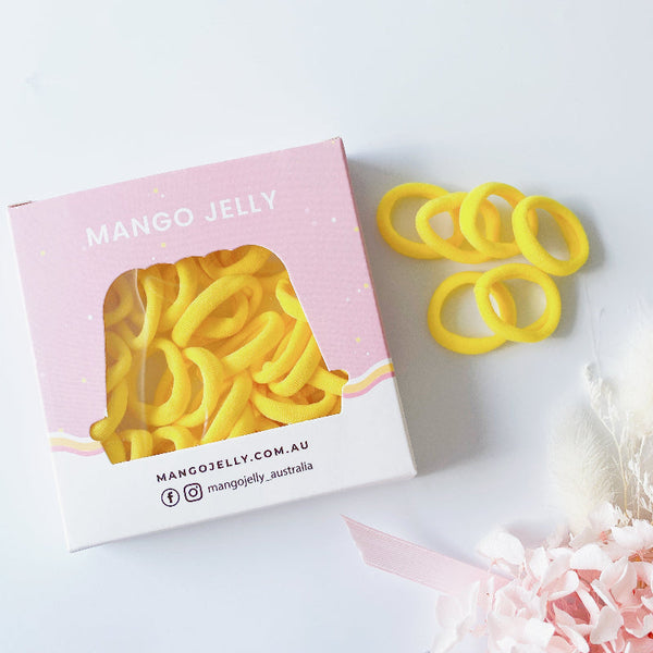 Mango Jelly Metal Free Hair Ties (3Cm) School Colour Yellow 36P One Pack Hair Accessories
