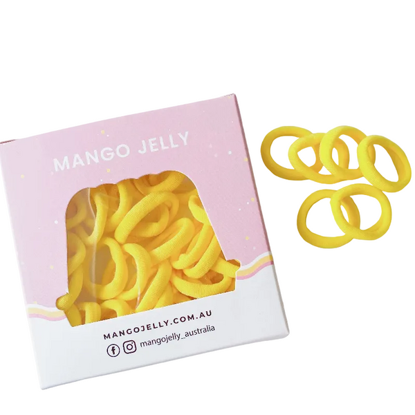 Mango Jelly Metal Free Hair Ties (3Cm) School Colour Yellow 36P One Pack Hair Accessories