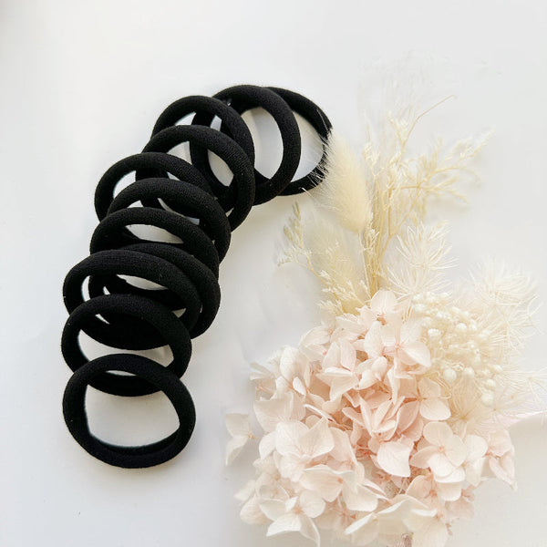 Mango Jelly Metal Free Hair Ties (4.5Cm) Black 10P One Pack Hair Accessories