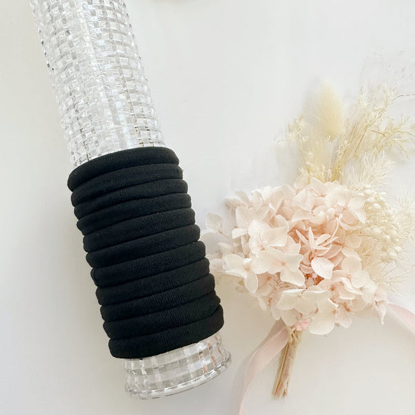 Mango Jelly Metal Free Hair Ties (4.5Cm) Black 10P One Pack Hair Accessories