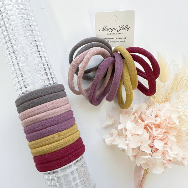 Mango Jelly Metal Free Hair Ties (4.5Cm) Blush Mixed 10P One Pack Hair Accessories